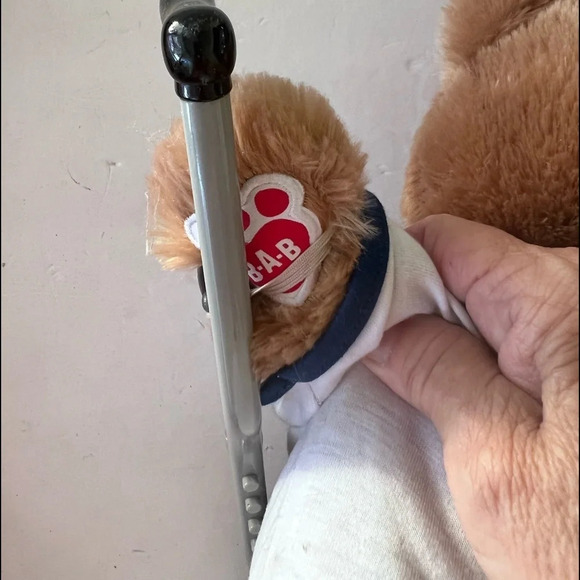 Build-A-Bear “get well soon” light brown bear with crutches!! Balloons on shirt - Picture 7 of 7